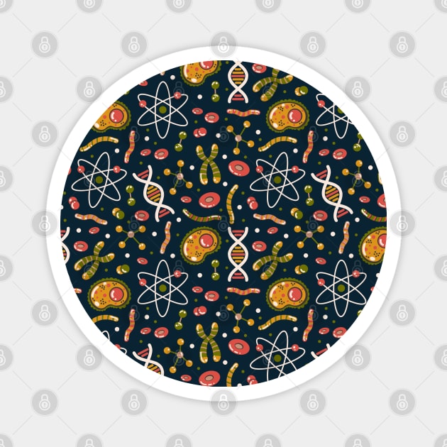 Molecules and Atoms Pattern on Blue Magnet by Simplulina